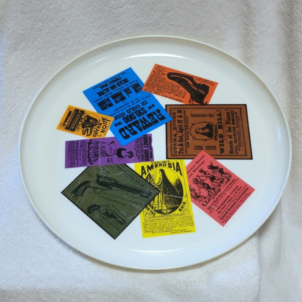 Deka plastics round serving tray vintage 1970s